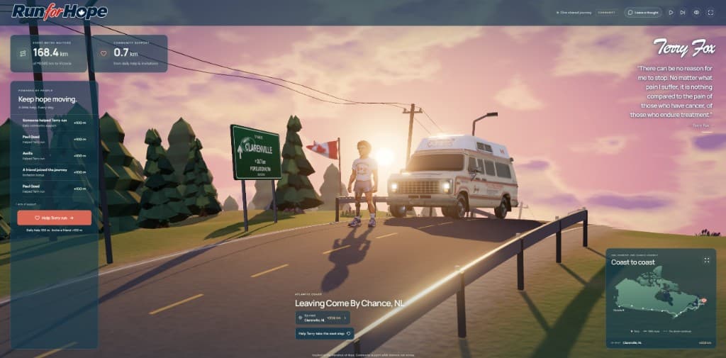 Run For Hope controls for adding running distance and inviting a friend. Run For Hope controls for adding running distance and inviting a friend.